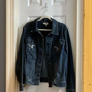 Moving Sale  - Jean Jacket (XL) - only worn twice with rhinestones and button